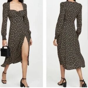 Reformation Black Floral Midi Dress